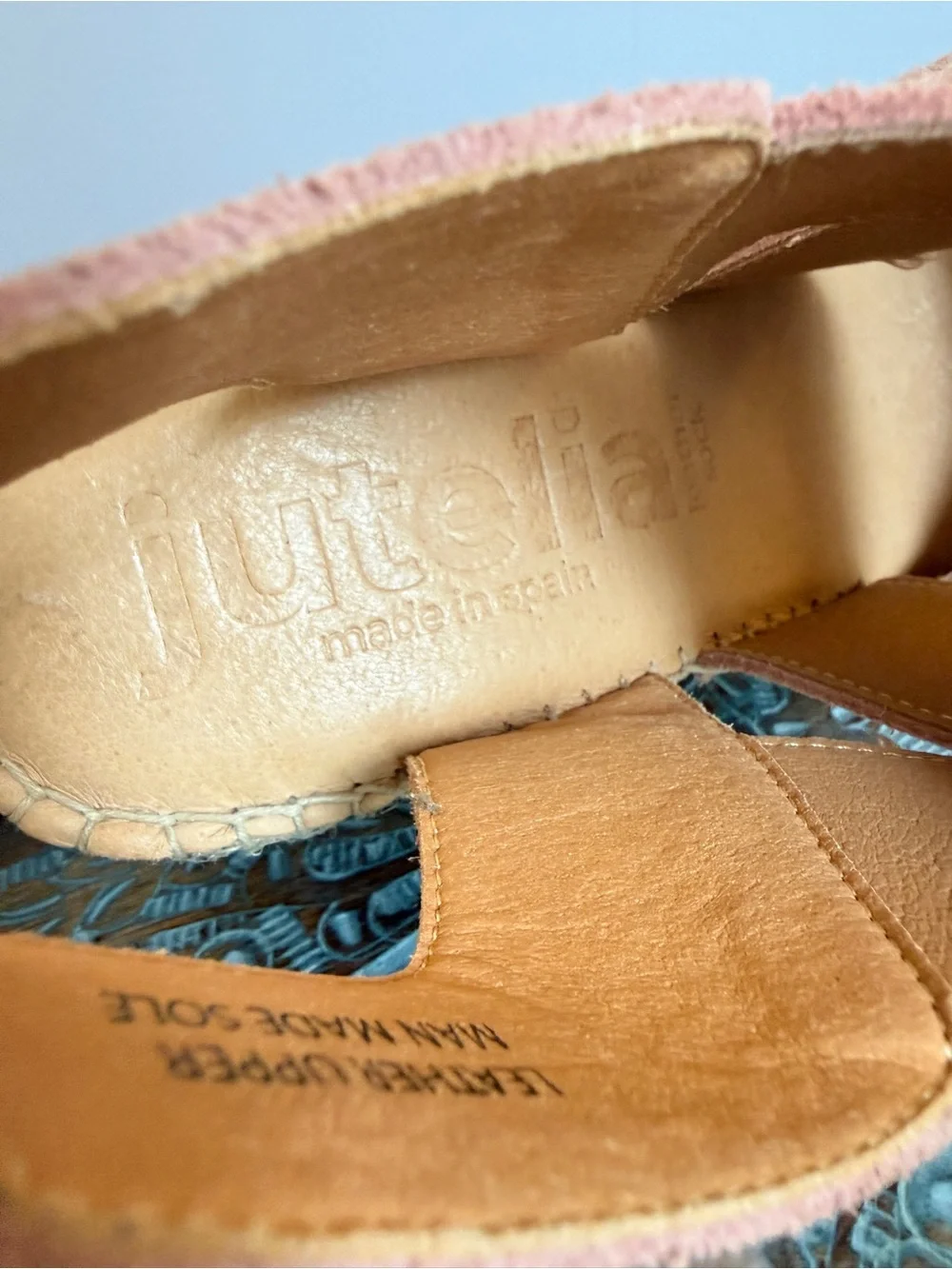 NWT! Jutelia pale pink suede wedge heel espadrilles size 39